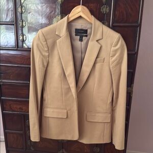 Tan J CREW Shrunken Cotton Summer Blazer Jacket